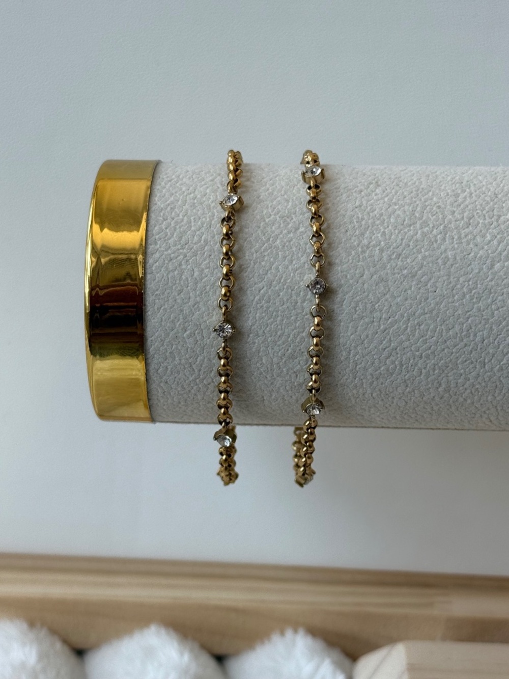 Gold-Tone Chain Stainless Steel Bracelet with Crystal Accents - Women's Bracelet